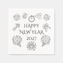Guardanapo De Papel Desenhos Caprichosos Feliz Ano Novo 2027