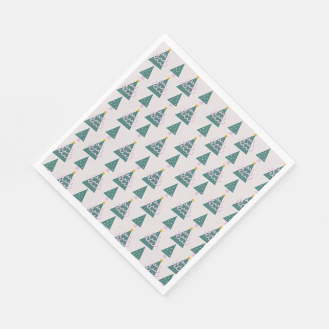 Guardanapo De Papel Desenhos de Árvores Fofas Rosa Verde (Quina)