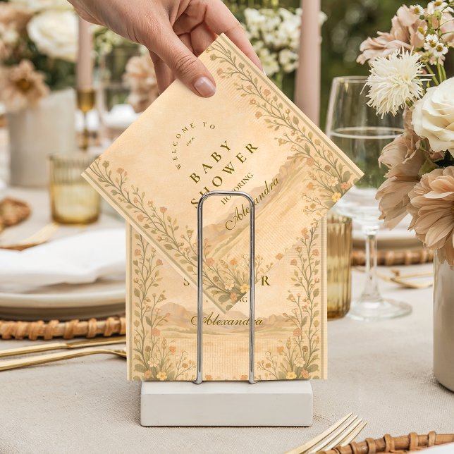Guardanapo De Papel Desert Botanical Neutral Florals Baby Shower (Criador carregado)