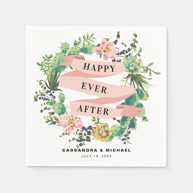 Guardanapo De Papel Desert Cactus Bloom | Feliz Nunca Depois (Frente)