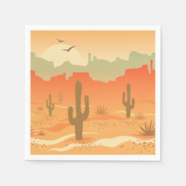Guardanapo De Papel Desert Cactus Landscape Design Paper Napkins (Frente)
