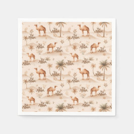 Guardanapo De Papel Desert Palms & Camels Napkins – Brown Theme