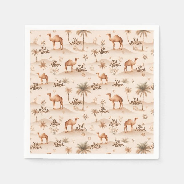 Guardanapo De Papel Desert Palms & Camels Napkins – Brown Theme (Frente)