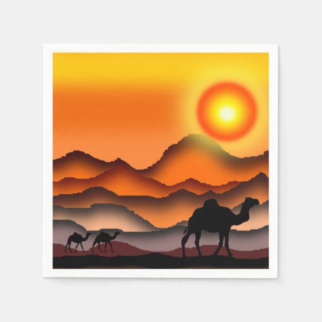 Guardanapo De Papel Deserto Sunset Camel Napkins (Frente)