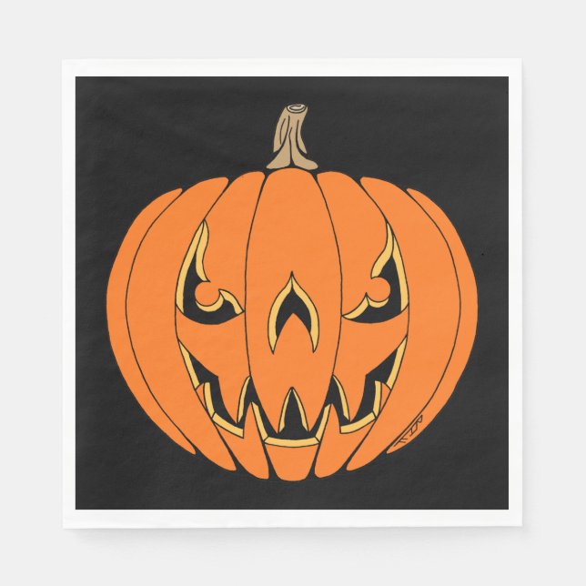 Guardanapo De Papel Design Assustador de Jack-o'-Lantern de Halloween (Frente)