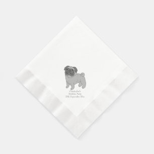 Guardanapo De Papel Design cinzento do cão do Pug