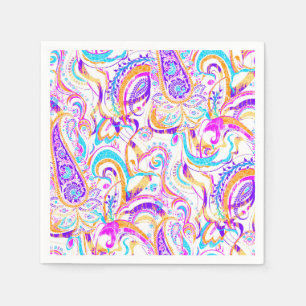 Guardanapo De Papel Design colorido branco bonito de paisley