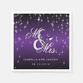 Guardanapo De Papel Design das luzes de estrelas roxas, metálicas