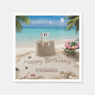 Guardanapo De Papel Design de aniversário de praia personalizada