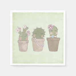 Guardanapo De Papel Design de Aquarela Smiling Cactus Trio