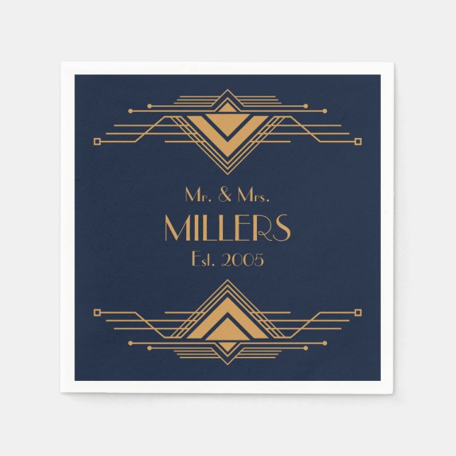 Guardanapo De Papel Design de Arte Geométrica do Ouro Elegante (Frente)