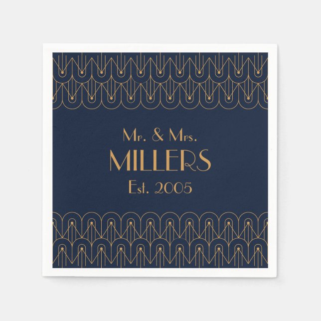 Guardanapo De Papel Design de Arte Geométrica do Ouro Elegante (Frente)