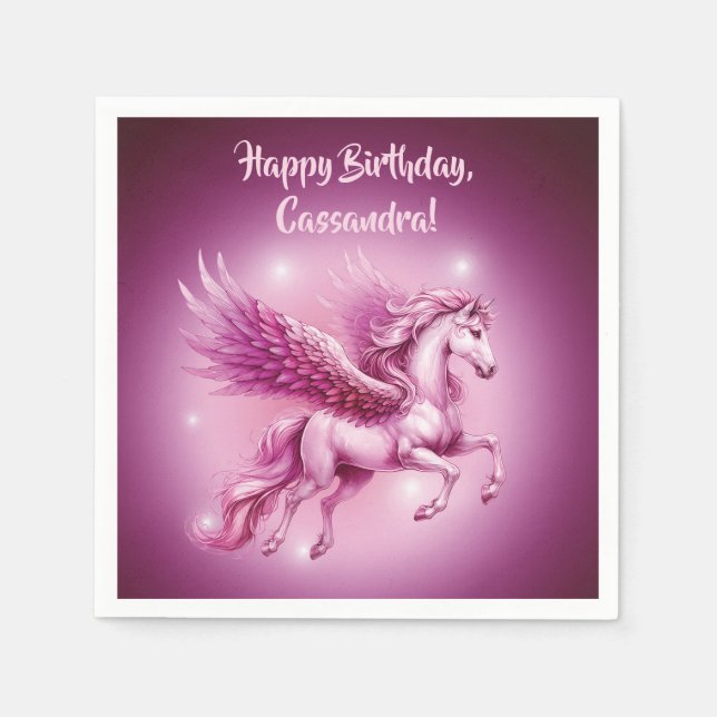 Guardanapo De Papel Design de Birthday Pink Pegasus Fantasy (Frente)
