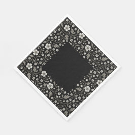 Guardanapo De Papel Design de Boundary Floral Hawthorn Preto