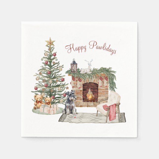 Guardanapo De Papel Design de Cachorro Feliz - Miniatura Schnauzer (Frente)