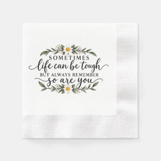 Guardanapo De Papel Design de Citação Inspiradora Floral Minimalista