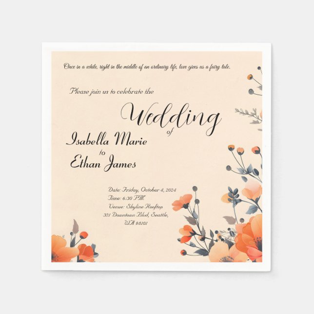 Guardanapo De Papel Design de convite romântico floral suave (Frente)