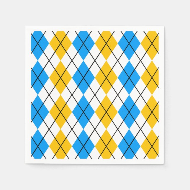 Guardanapo De Papel Design de Diamante de Argyle Branco Amarelo (Frente)
