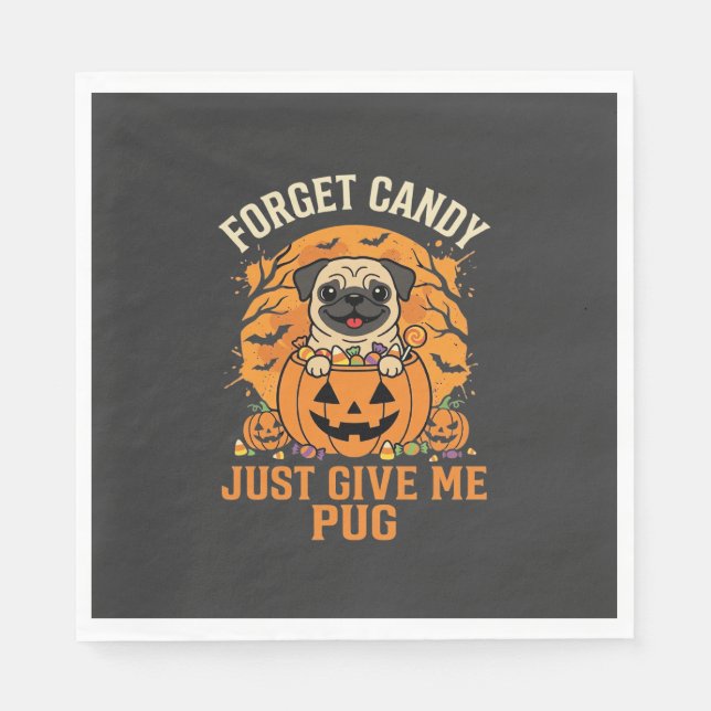 Guardanapo De Papel Design de Doces de Halloween Engraçado Pug_1 (Frente)