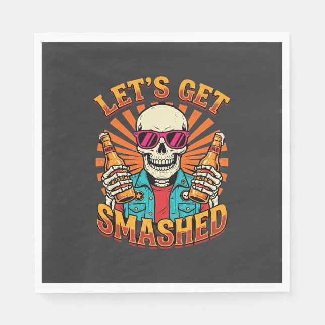 Guardanapo De Papel Design de Esqueleto de Cerveja Quebrada de Hallowe (Frente)