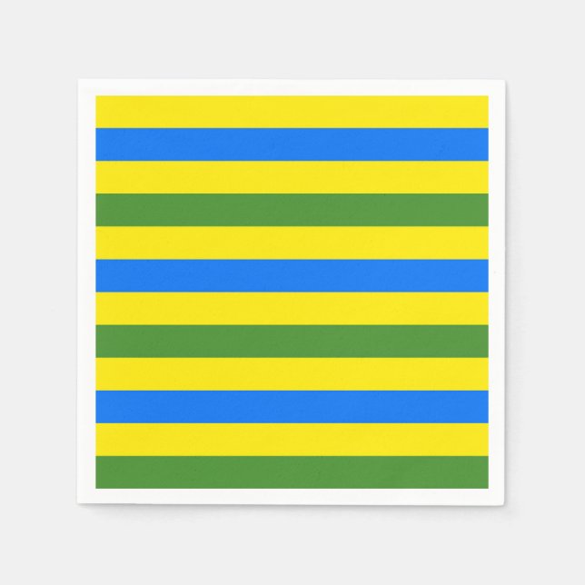 Guardanapo De Papel Design de faixas verdes e amarelas azuis (Frente)