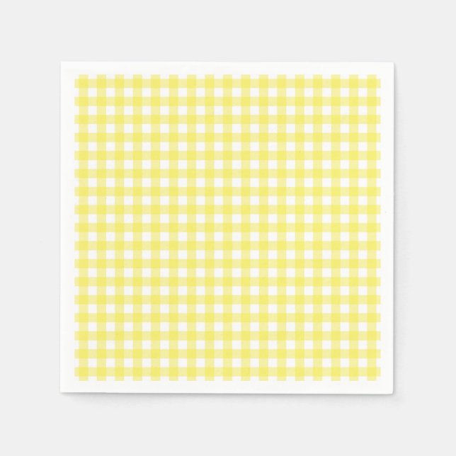 Guardanapo De Papel Design de Gingham Amarelo e Branco (Frente)