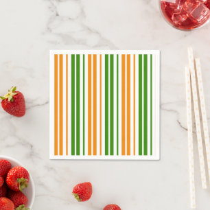 Guardanapo De Papel Design de Listras Verticais Laranja Branco Verde