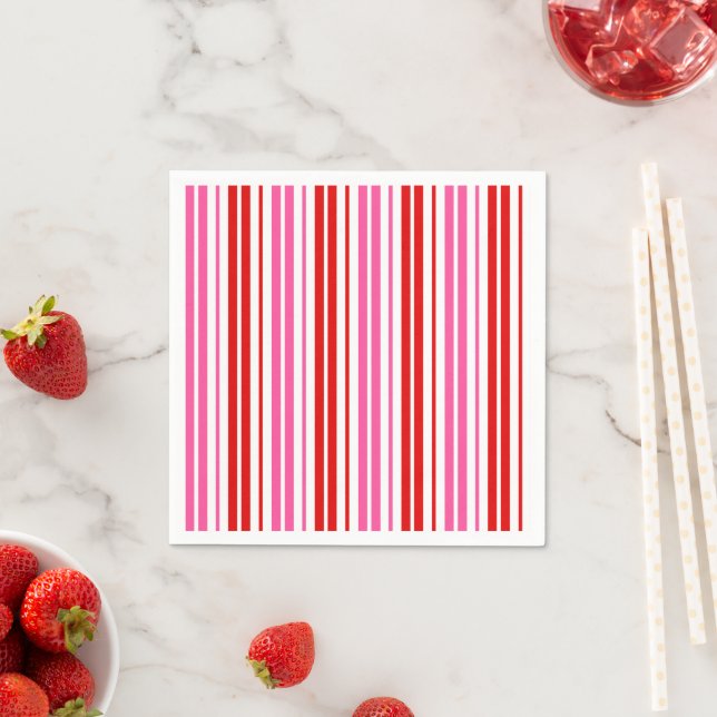 Guardanapo De Papel Design de Listras Verticais Rosa Branco Vermelho (Insitu)
