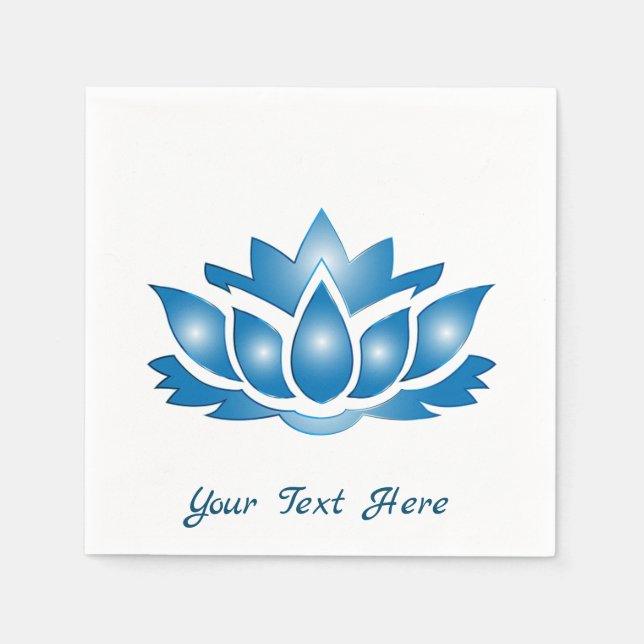 Guardanapo De Papel Design de Lotus Azul com Texto Personalizado (Frente)