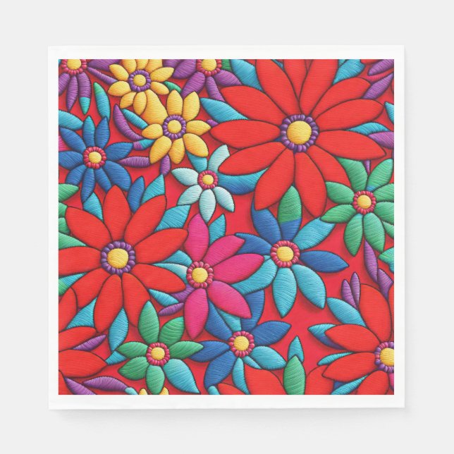 Guardanapo De Papel Design de margarida bordada (Frente)