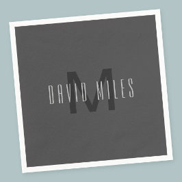 Guardanapo De Papel Design de Monograma Mínimo Moderno Cinza Escuro Ed