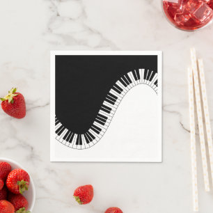 Guardanapo De Papel Design de Música Branca e Preto do Teclado Piano
