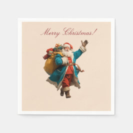 Guardanapo De Papel Design de Natal Personalizado com Papai Noel Vinta