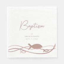 Design de Onda Ichthys Rosa Bege Batismo de Menina