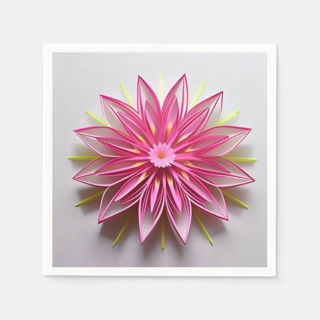 Guardanapo De Papel Design de Origami Floral Intriciante Rosa (Frente)
