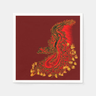 Guardanapo De Papel Design de ouro e vermelho do Dragão da China