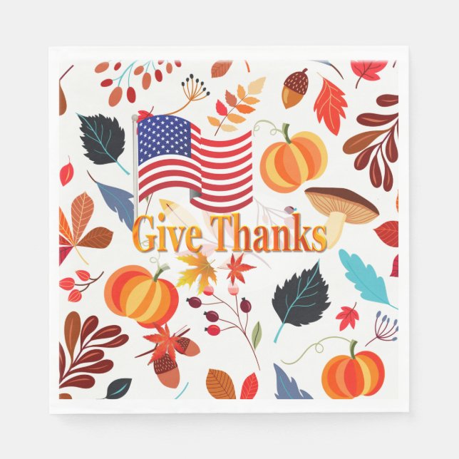 Guardanapo De Papel Design de outono com Celebração de Ação de Graças (Frente)