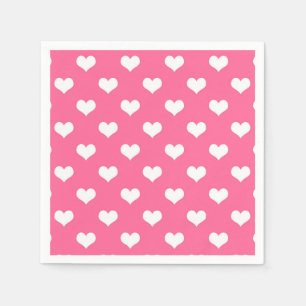 Guardanapo De Papel Design de Padrão de Coração de Amor Branco Rosa