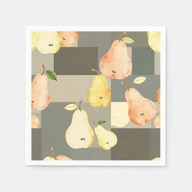 Guardanapo De Papel Design de Padrão de Pear de Aquarela (Frente)