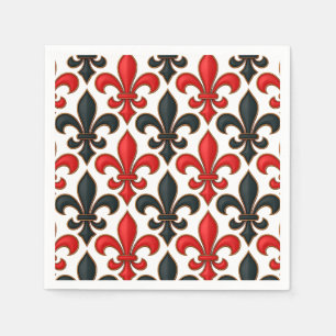 Guardanapo De Papel Design de padrão do Red Black Barroco Fleur-de-lis