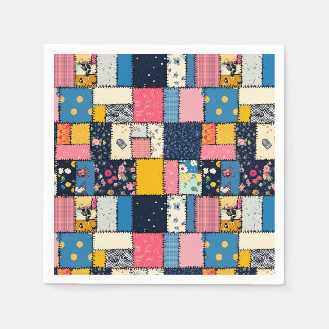Guardanapo De Papel Design de Patchwork Adorável, Padrão Reprodutivo (Frente)