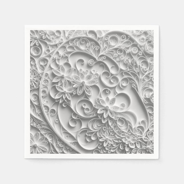 Guardanapo De Papel Design de Quilling de Noiva Elegante (Frente)