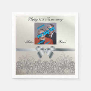 Guardanapo De Papel Design de Retro Adorável de Casamento de Prata