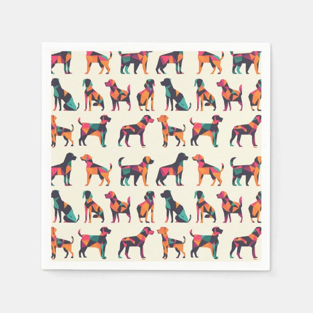 Guardanapo De Papel Design de silhuetas de cães geométricos (Frente)