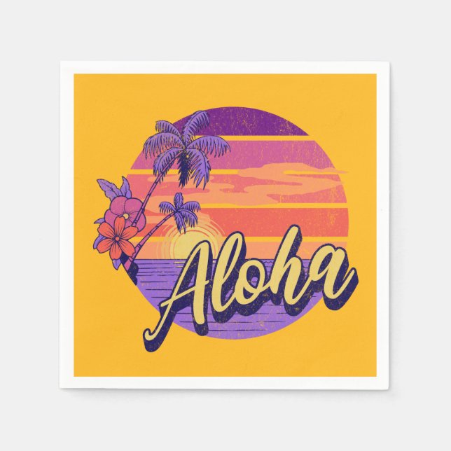 Guardanapo De Papel Design de texto "Aloha" com estilo retrô (Frente)