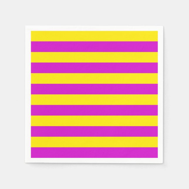 Guardanapo De Papel Design de tiras roxas e amarelas (Frente)