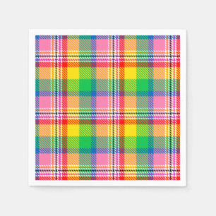 Guardanapo De Papel Design de Xadrez de Tartan Amarelo verde-rosa