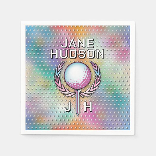 Guardanapo De Papel Design do Monograma Personalizado de Lady Golfer (Frente)