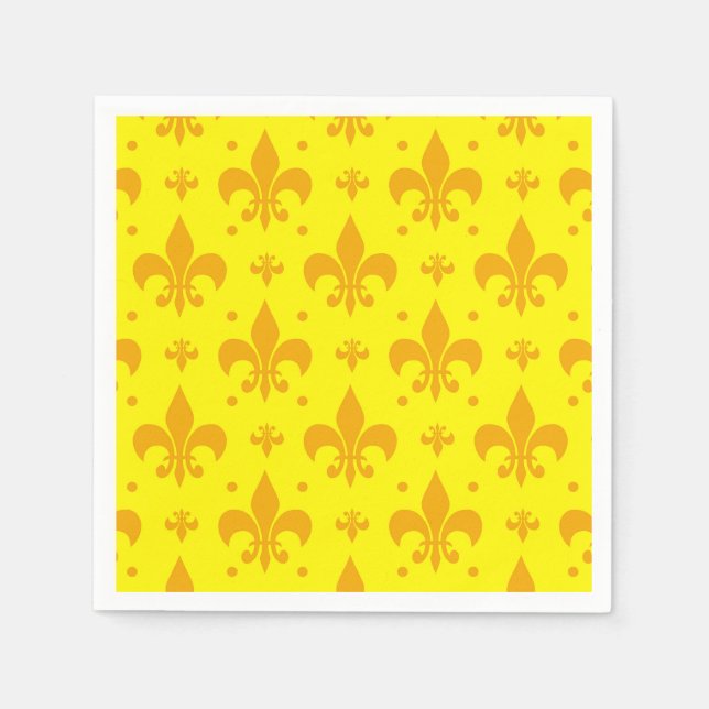 Guardanapo De Papel Design do padrão Fleur-de-lis amarelo (Frente)