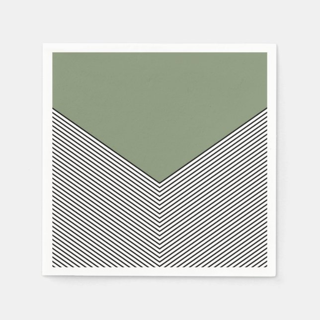 Guardanapo De Papel Design e triângulo verde do fogão preto e branco (Frente)